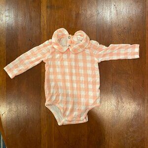 Angel Dear Baby Girl Long Sleeve Gingham Bodysuit Pink 3‑6M